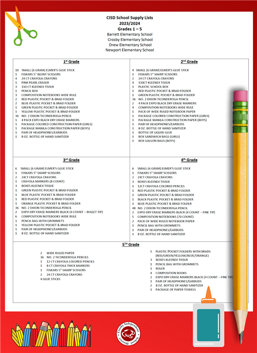 School Supplies - Lista de Utiles Escolares